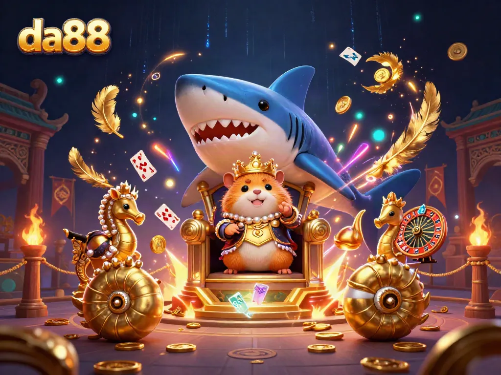 Experience thrilling casino action at da88 with unique characters in a vibrant 3D illustration.