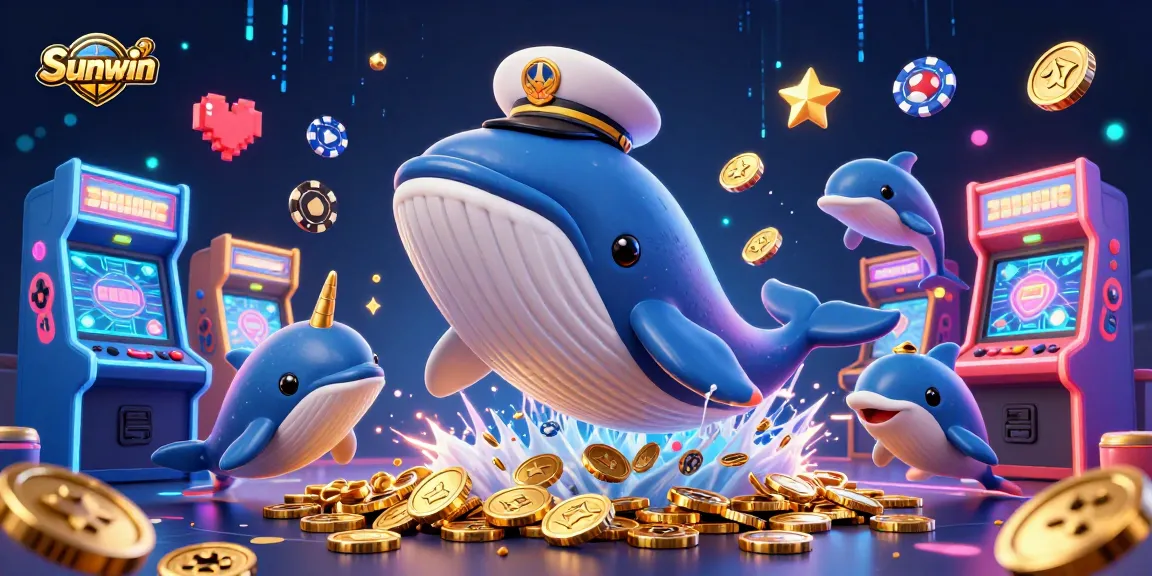 Engage with Sunwin's vibrant 3D casino adventure featuring a whimsical whale and playful dolphins.