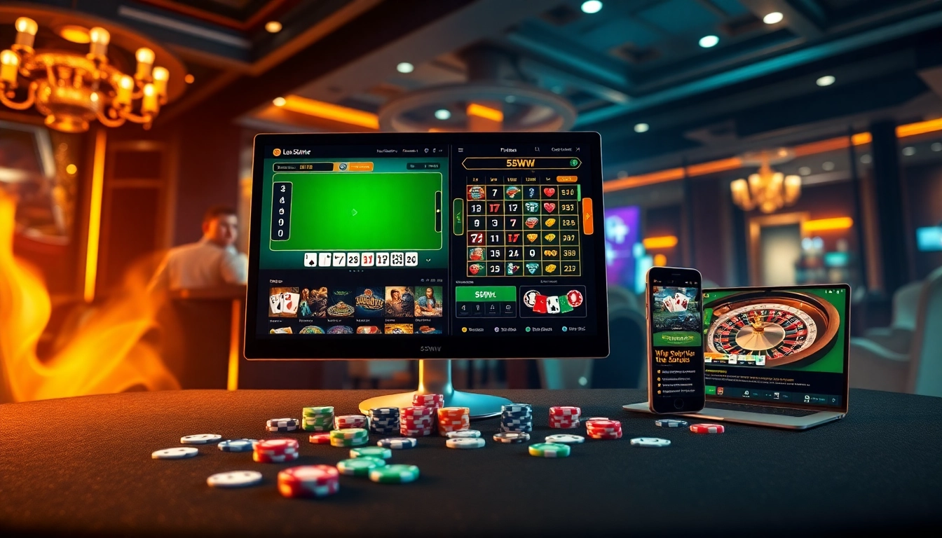 Exciting casino atmosphere featuring live gameplay and the keyword 55WW integrated within a digital interface.