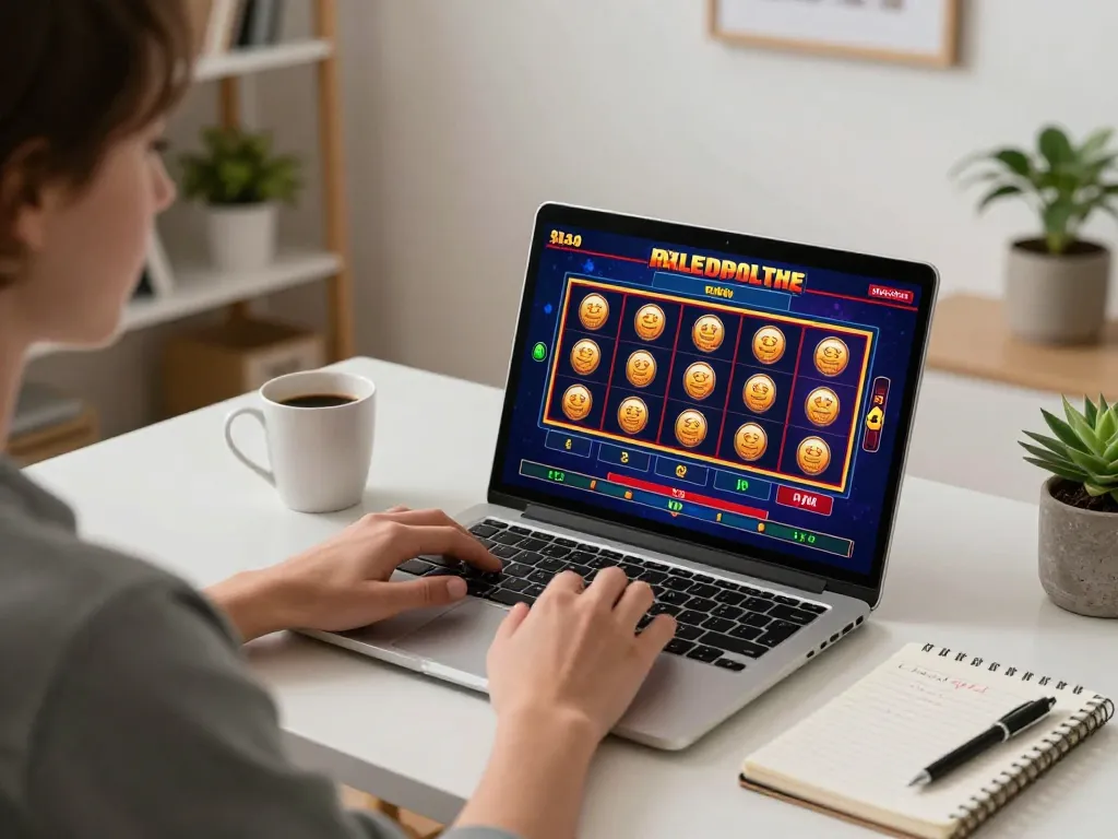 Engaging online gaming on laptop at home, showcasing https://va88.ceo/ for strategic gambling insights