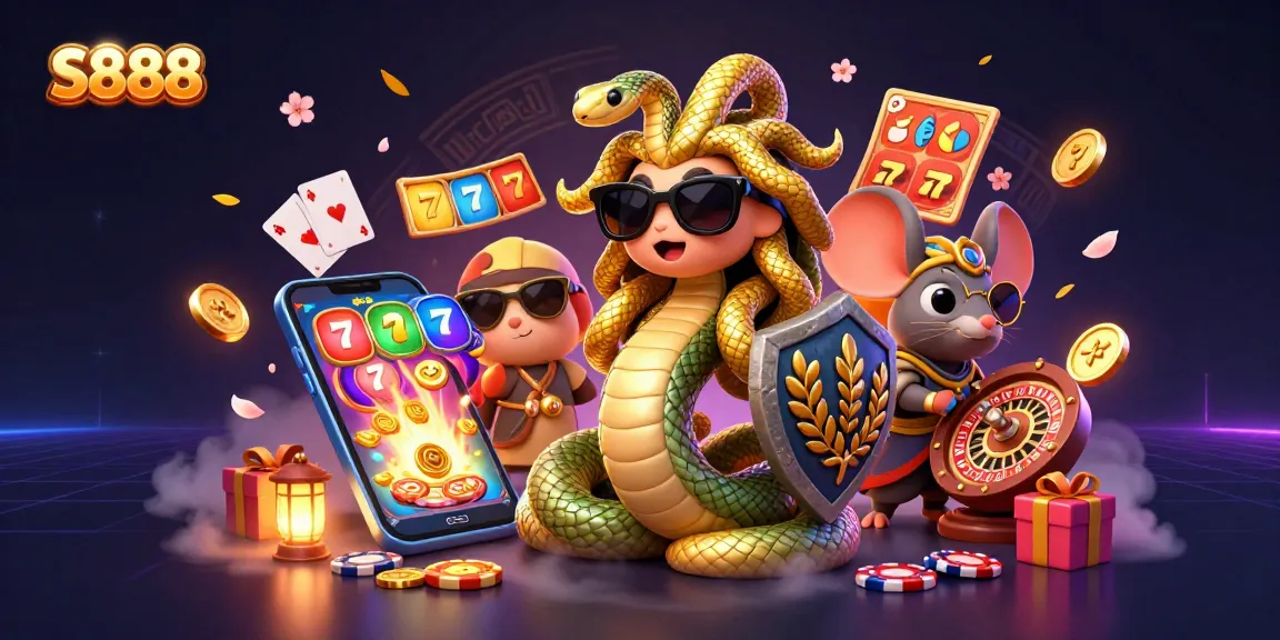S888 showcases vibrant gameplay with rich casino elements and characters in action.