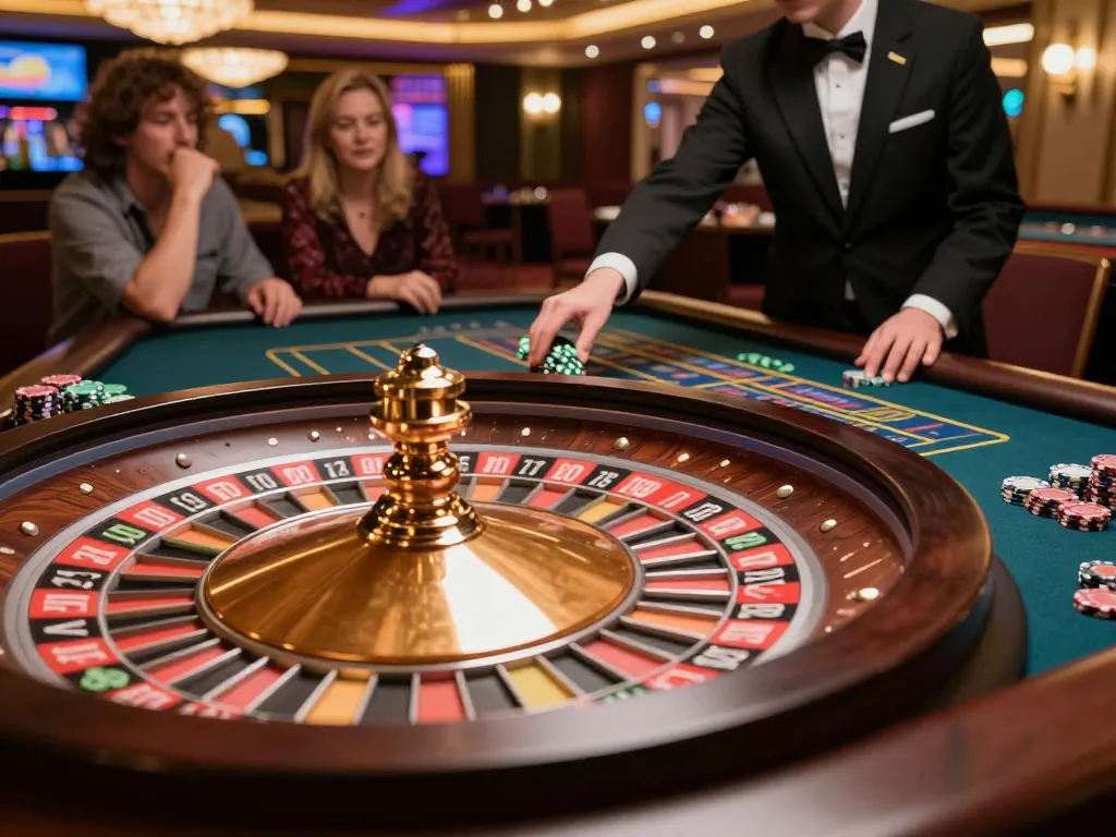 Experience the thrill of betting at vt88's roulette table amidst a vibrant casino atmosphere
