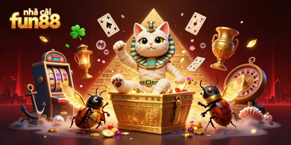 Experience the thrill of nhà cái fun88 with vibrant casino elements and characters in dynamic action.