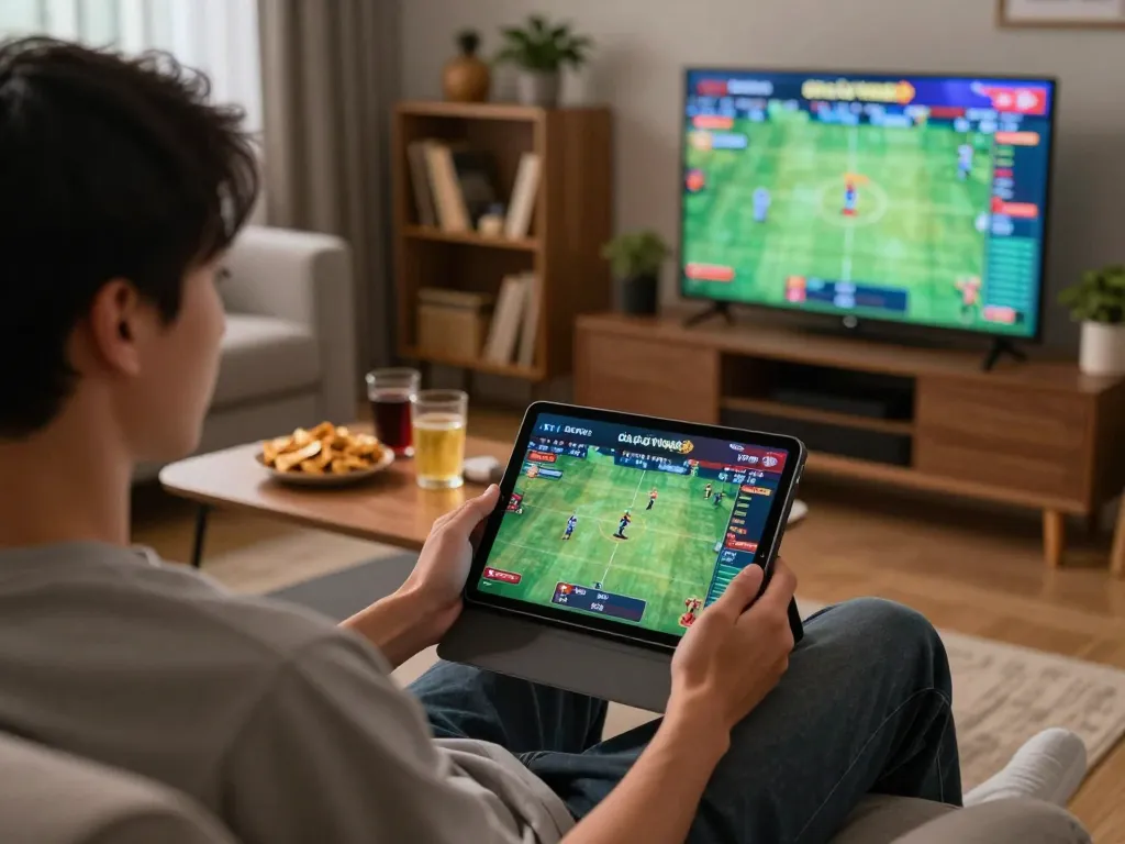 Watch đá gà trực tiếp during an exciting online gaming session in a cozy home environment.
