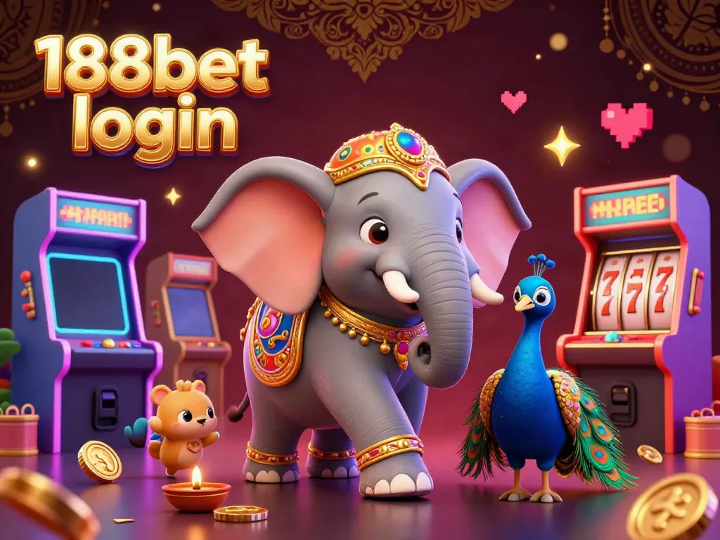 Engage with 188bet login amidst vibrant casino-themed elements and festive imagery.