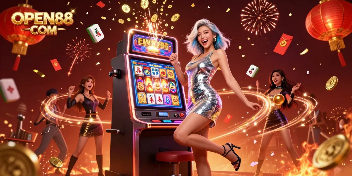 Spin and celebrate with OPEN88 COM at a vibrant online casino showcasing a jackpot machine