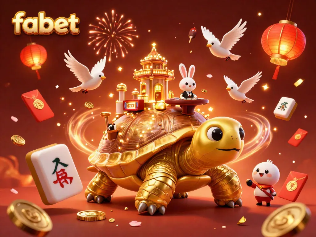 Experience thrilling games at fabet with a vibrant 3D illustration of a magical casino scene.