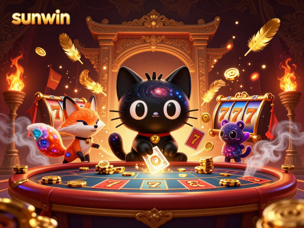 Engage with sunwin in a cosmic casino adventure featuring cartoon characters and exciting gameplay elements.