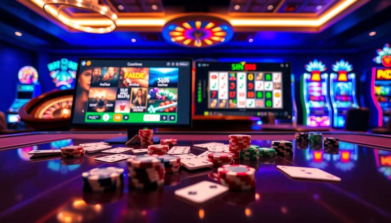Engage with sin88 đăng nhập at a dynamic online casino experience featuring poker chips and games.