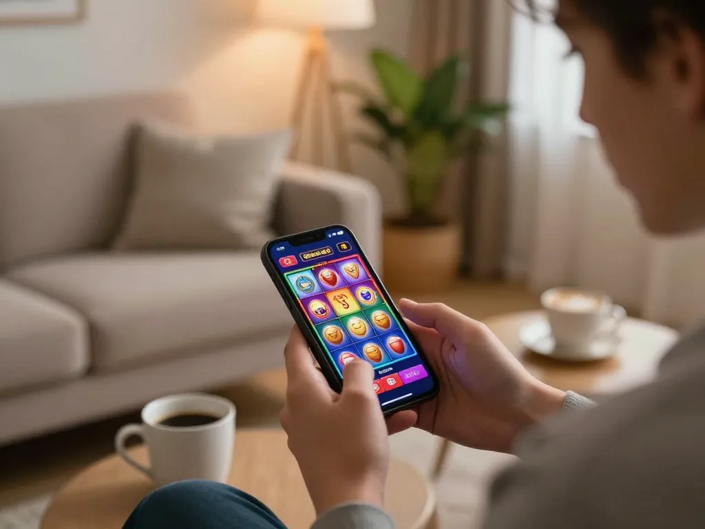 Player enjoying max88 online casino game on smartphone, showcasing dynamic mobile gaming interface