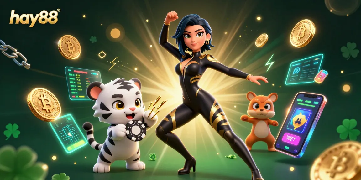 Join the excitement at hay88 with a captivating poker scene featuring stunning characters and crypto elements.