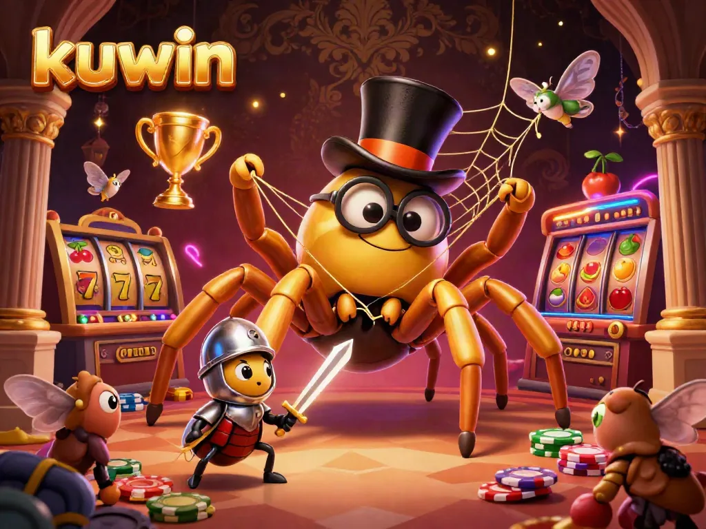 Kuwin offers thrilling jackpot games with vibrant symbols and dynamic characters in an engaging casino setting.