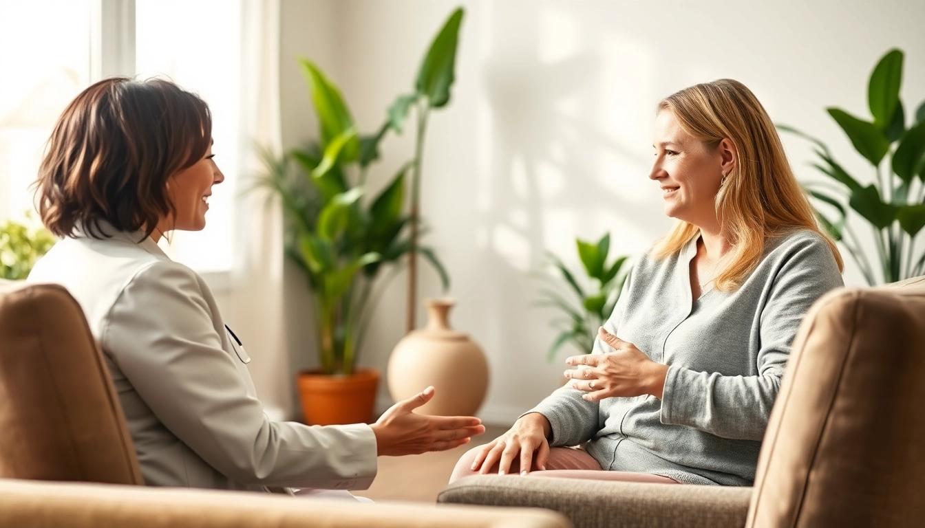 Therapist addressing stress and anxiety in a calm and supportive environment.
