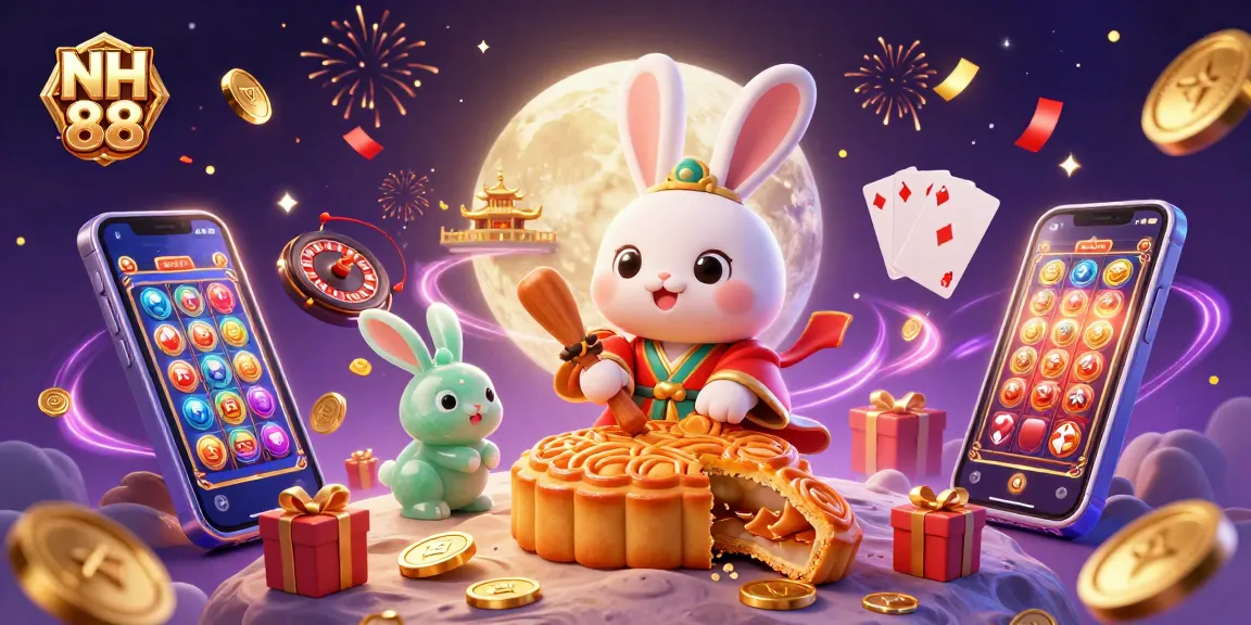 Experience NH 88 with the moon rabbit gaming on vibrant slot machines, creating a dynamic celebration.