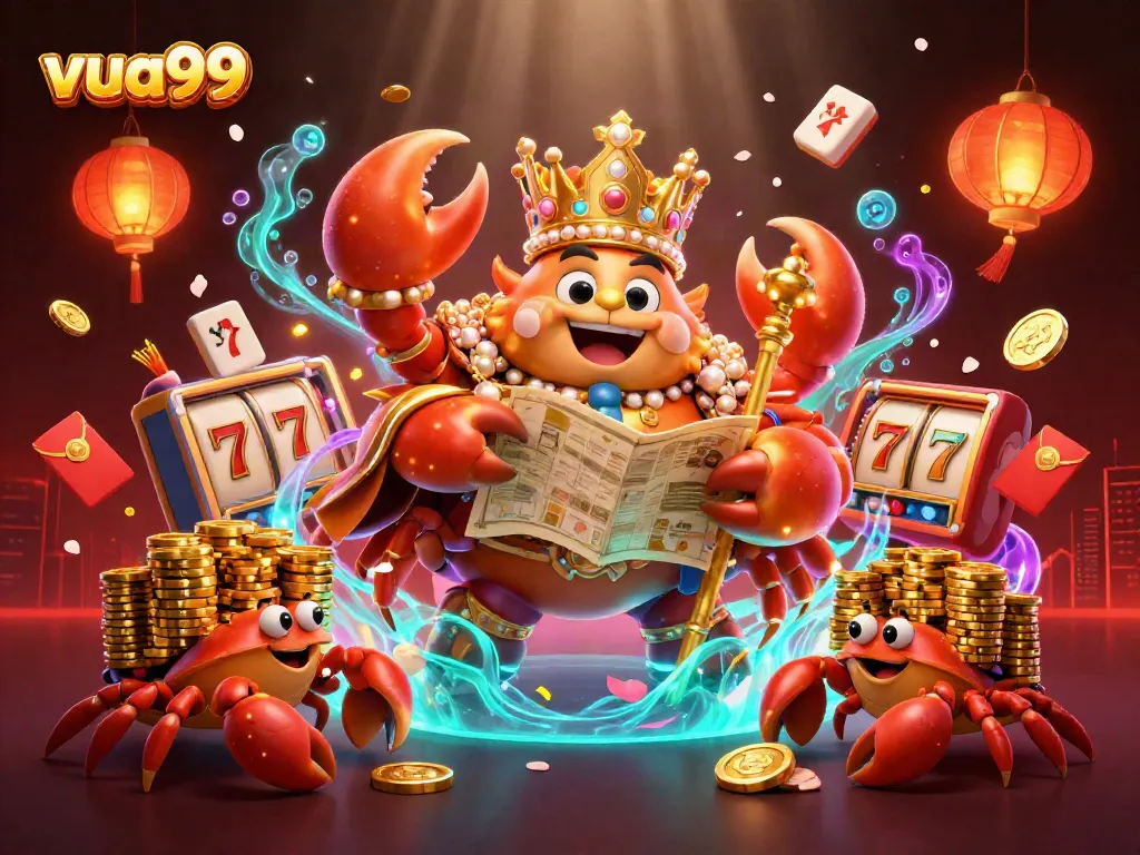 Engage with the vibrant world of vua99, where a golden crab emperor rules over dynamic slot games and treasures.