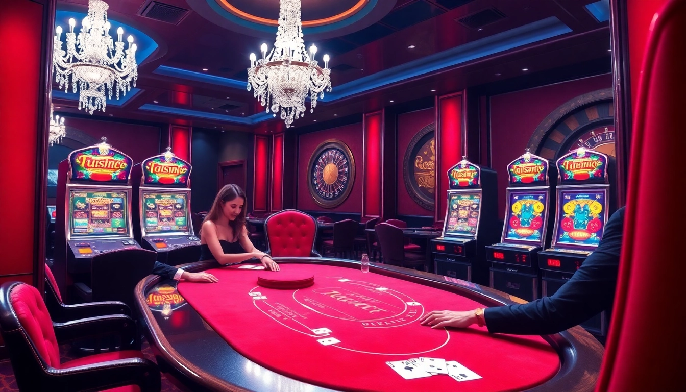 UU88 players enjoying high-stakes blackjack and slot machines in a luxurious casino setting