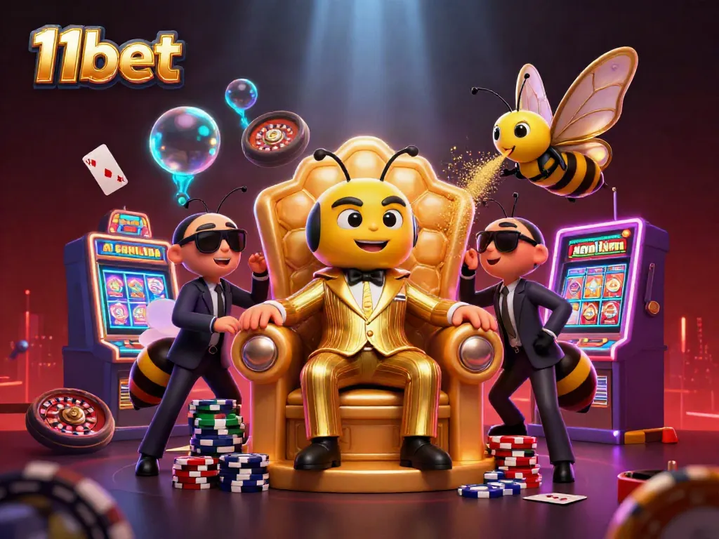 Engage in thrilling gameplay with 11bet's dynamic casino scene featuring characters and gaming elements.