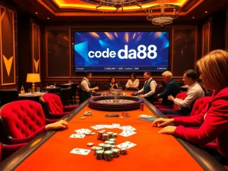 Engaging players at a luxurious casino table showcasing the code da88 while enjoying a poker game.