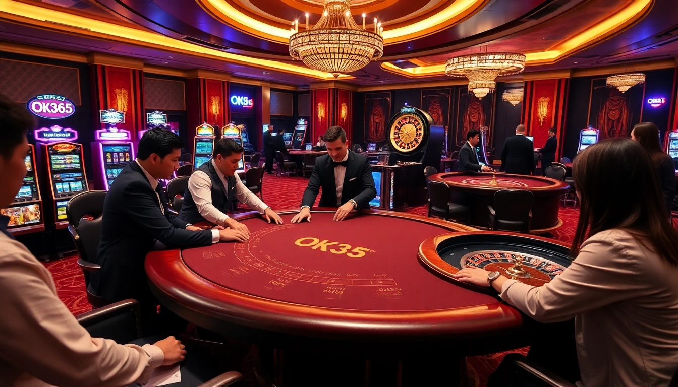 Experience the excitement of gambling with OK365 at a luxurious casino table.