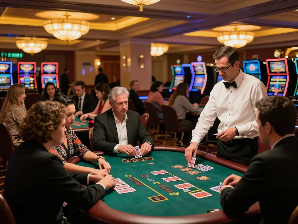 Engage in strategic blackjack gameplay at https://five88.miami/ with players analyzing their cards.
