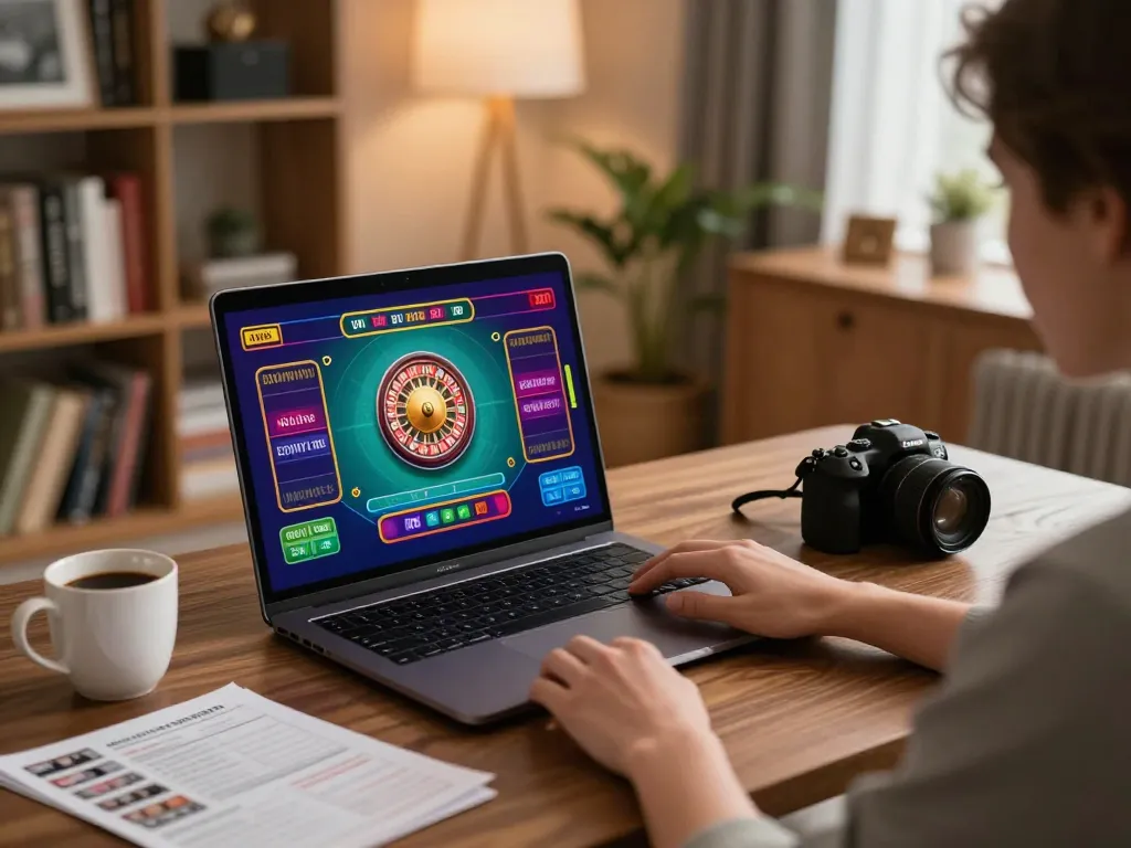 Engaging online gaming session at home with tg88 trang chủ casino app interface on laptop.