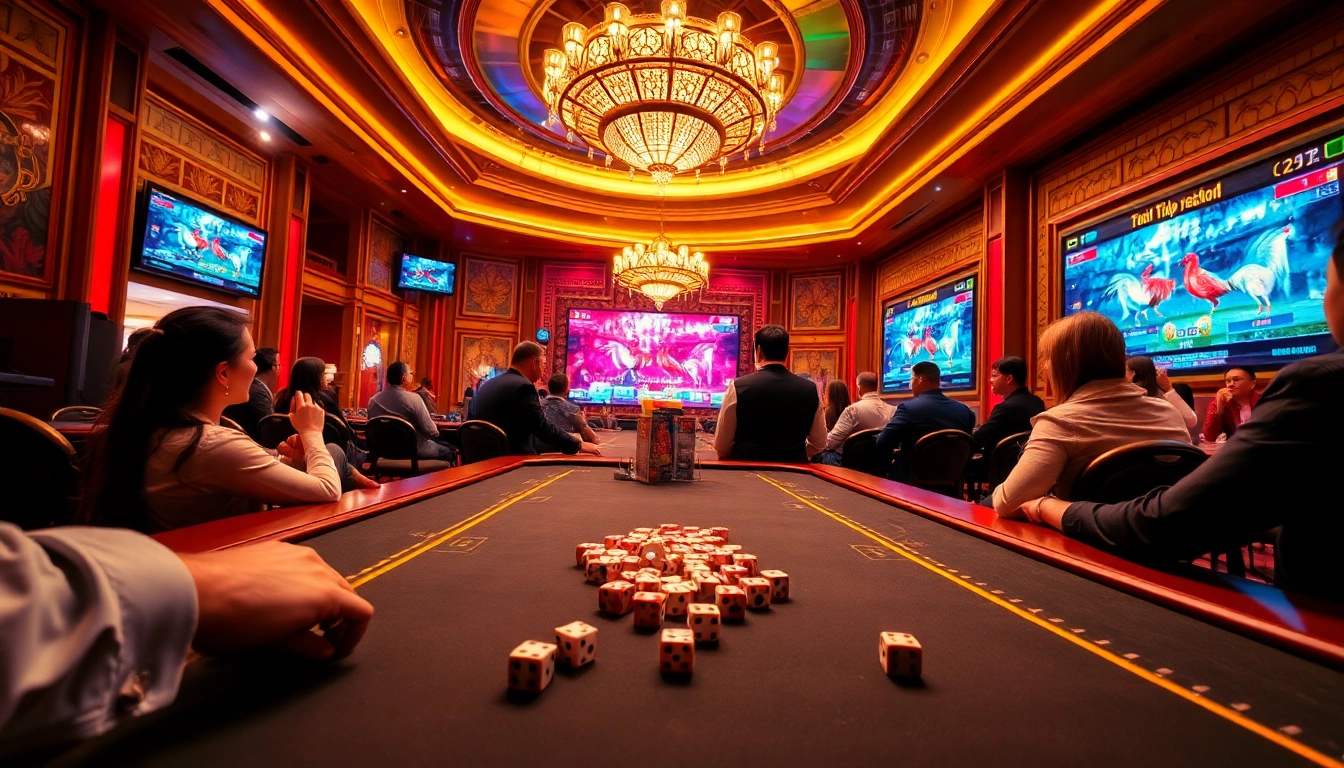 Live betting experience showcasing trực tiếp đá gà in a luxurious casino atmosphere