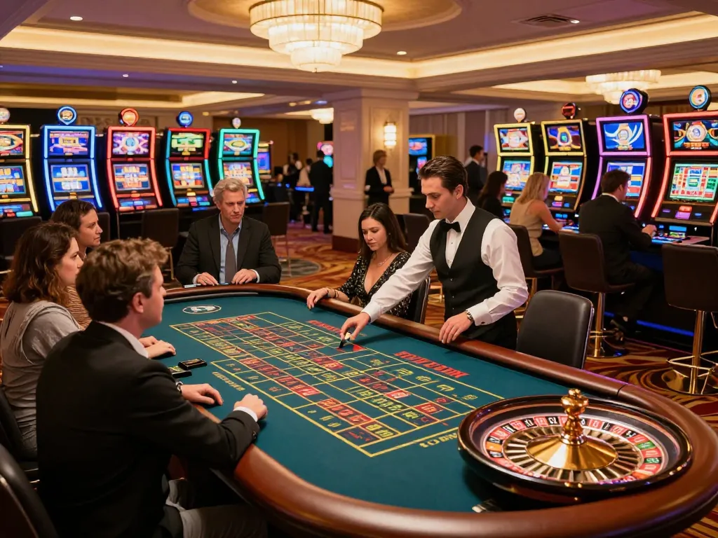 Players engage in thrilling roulette action at 33win casino, captivated by vibrant surroundings.