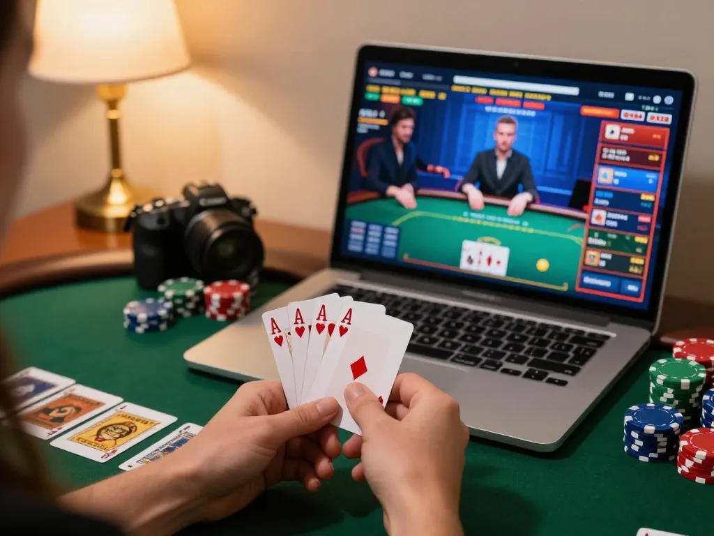 Engage in exciting online poker gameplay with uk88, showcasing strategic hands and vibrant game visuals.