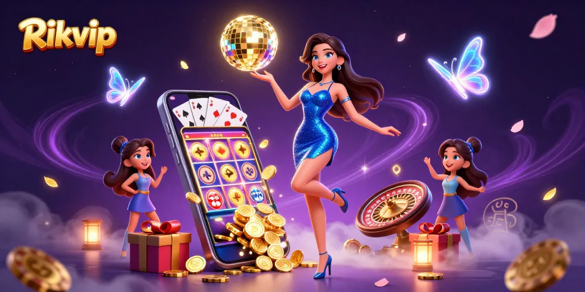 Experience exciting gameplay at Rikvip with colorful dynamic slot games through an immersive 3D illustration.