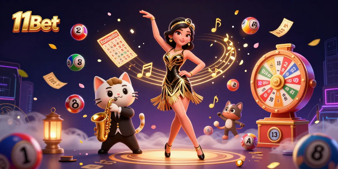 Experience the excitement of 11Bet with vibrant slot reels and dynamic lottery elements in this 3D illustration.