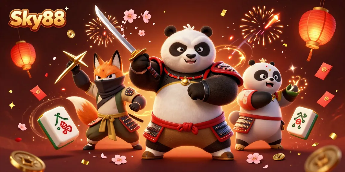 Experience thrilling gameplay at Sky88 with colorful characters and festive casino elements.