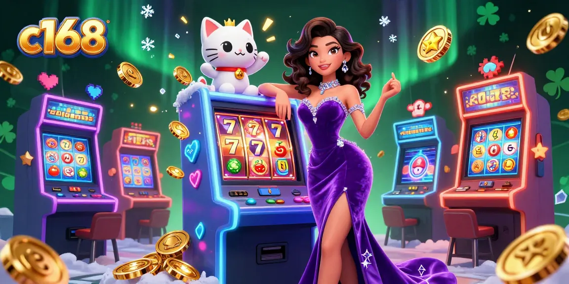 Spin to win at c168 with a glamorous jackpot scene featuring slots and fun characters.