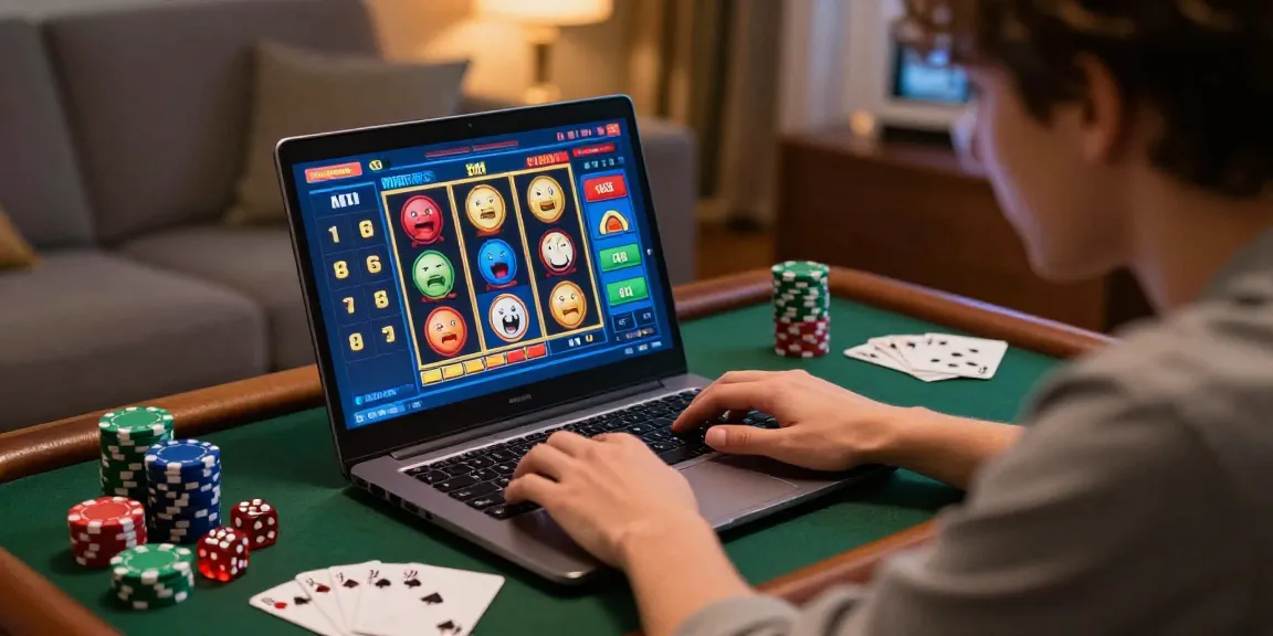 Engaged gamer exploring slot gacor options on a colorful online casino interface.