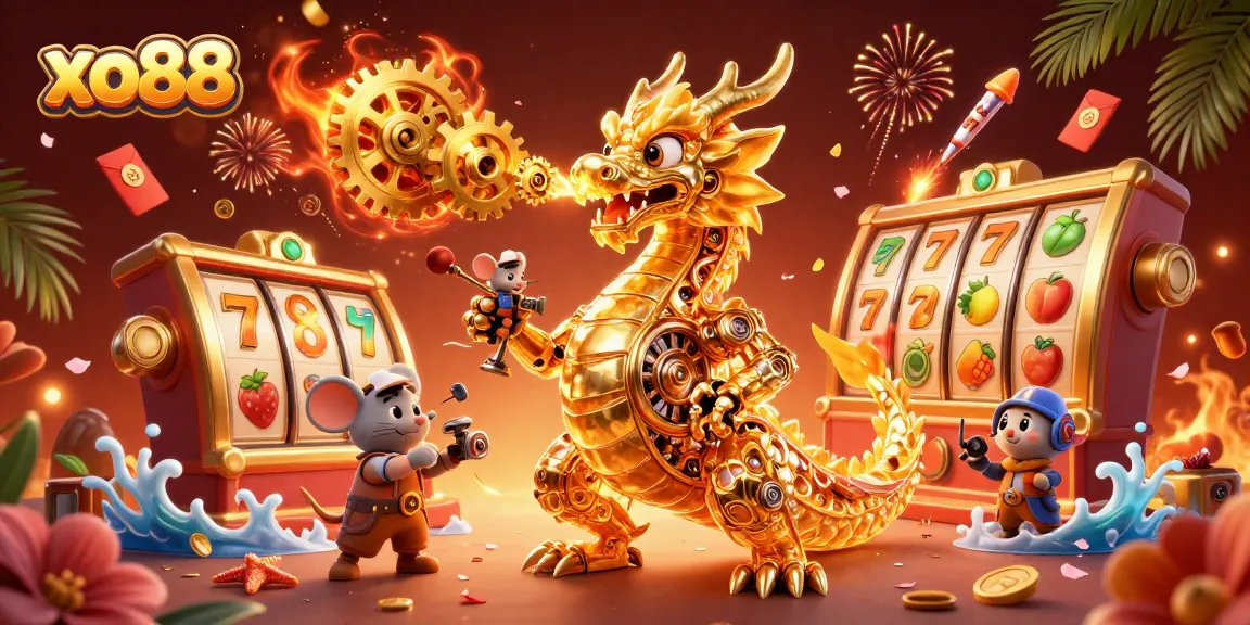 Experience the excitement of xo88 with a golden dragon and thrilling slot reels.