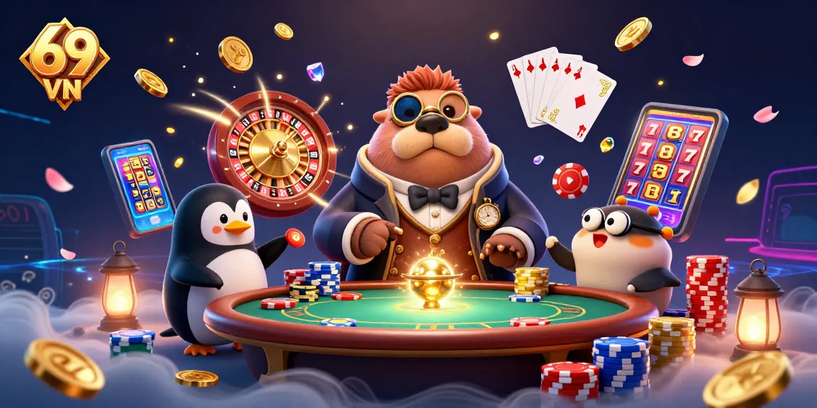 Engage with thrilling casino excitement at 69 VN while players enjoy an underwater poker scene.